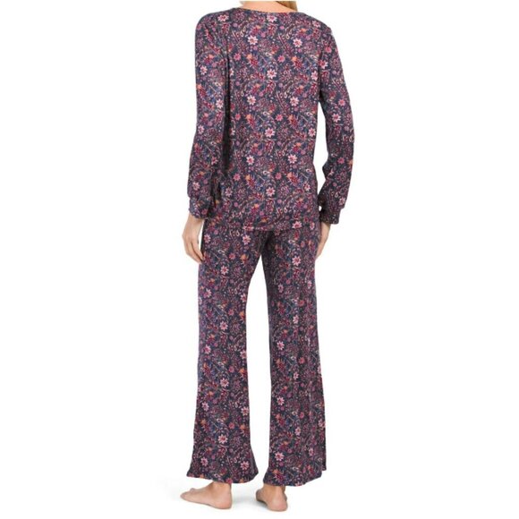 New! Jessica Simpson PJ Long Sleeve Floral print Bell Bottom Lounge Pajama Set - Picture 2 of 5